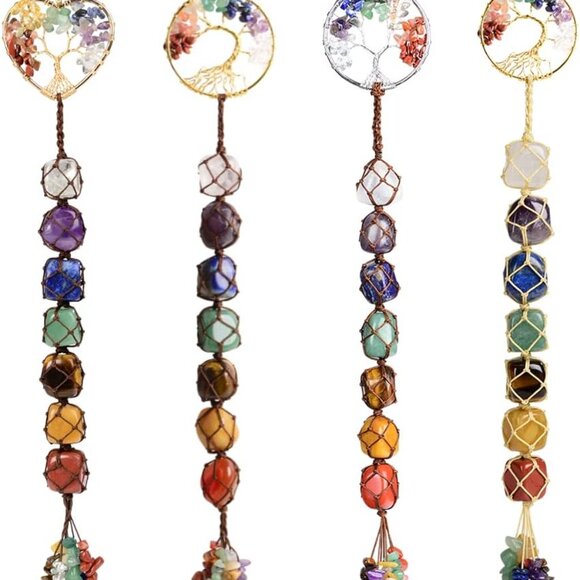 7 Chakra Stone Healing Crystal Tree of Life Wall Hanging Home Interior Decoratio - Picture 1 of 8